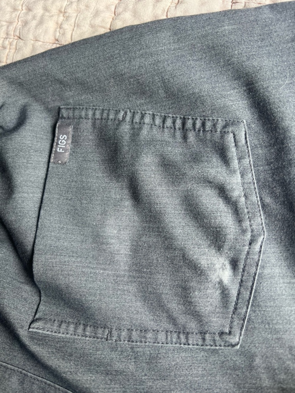 Figs Charcoal Gray Scrub Top with Pocket Tab - Picture 3 of 9